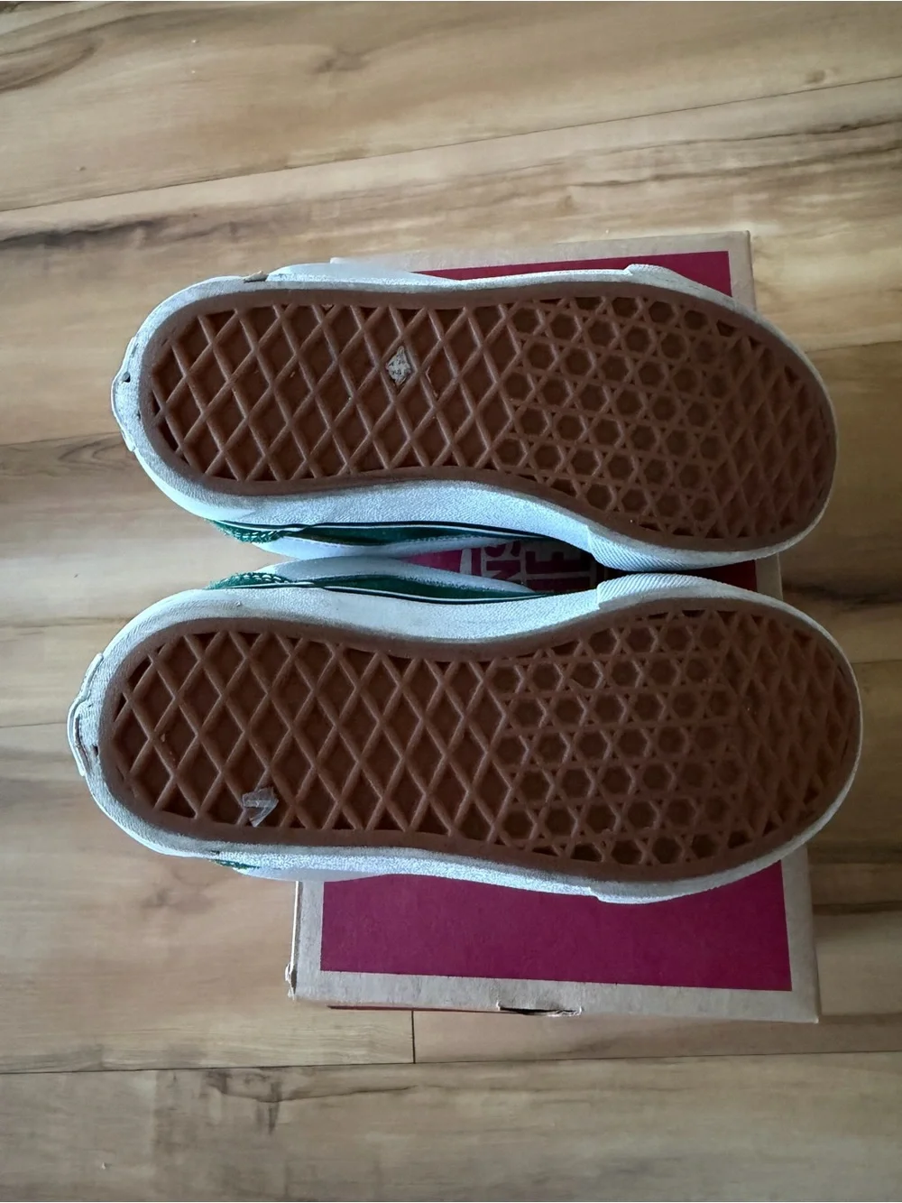 Vans Kids Green and White Low-Top Skate Sneakers